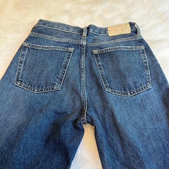 Everlane Jeans 90s Cheeky Crop Straight High Rise Distressed Button Fly Size 25 - Picture 6 of 15